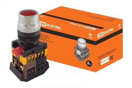 TDM ELECTRIC SQ0704-0001 Кнопка ABLF-22 красный d22мм неон/230В 1з+1р TDM